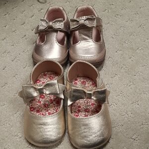 Gold Toddler Shoes with Bow